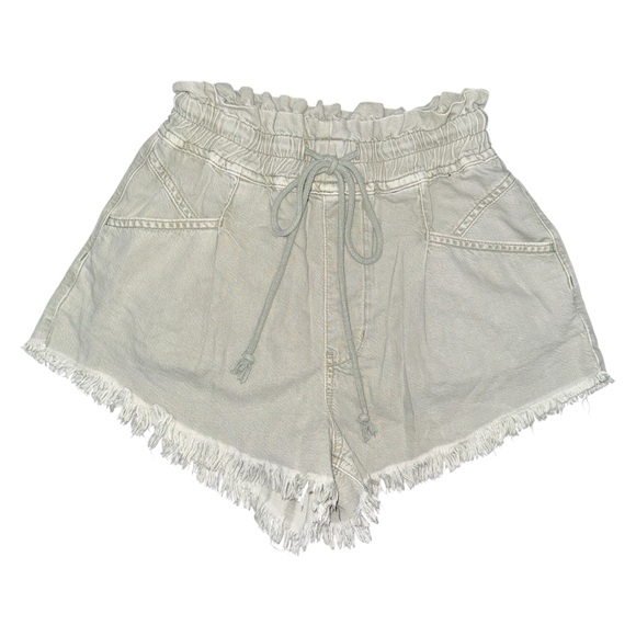 Free People Pants - We the Free People Kalani Shorts XS Green Paperbag Pull On Frayed Boho Festival